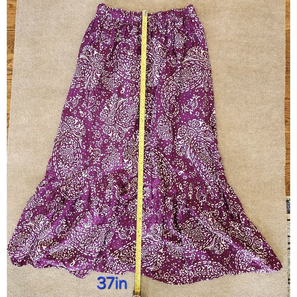 Purple Paisley MAXI Boho LINED COTTON Skirt XL festival & travel ready!